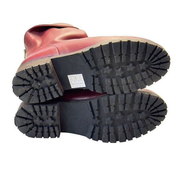 SKECHERS Women’s Boots Burgundy Leather Slouchy Ankle Cuffed Rear Zip Size 7.5M - Picture 5 of 13